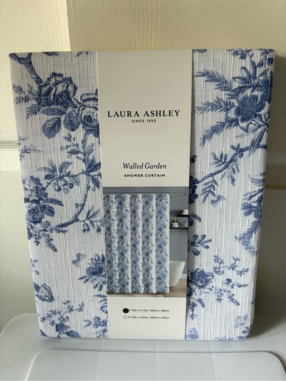 Laura Ashley Shower Curtain Walled Garden Blue New